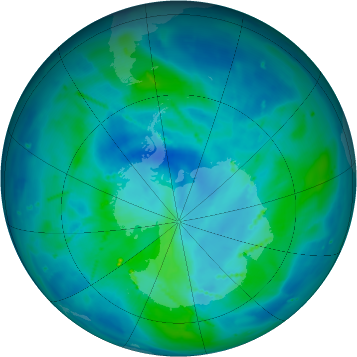Antarctic ozone map for 12 March 2011